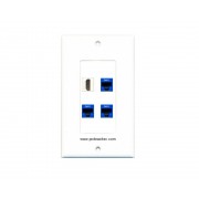 Placa Tapa Decora HDMI 4k pigtail + 3 Jack RJ45 Cat6 en ABS